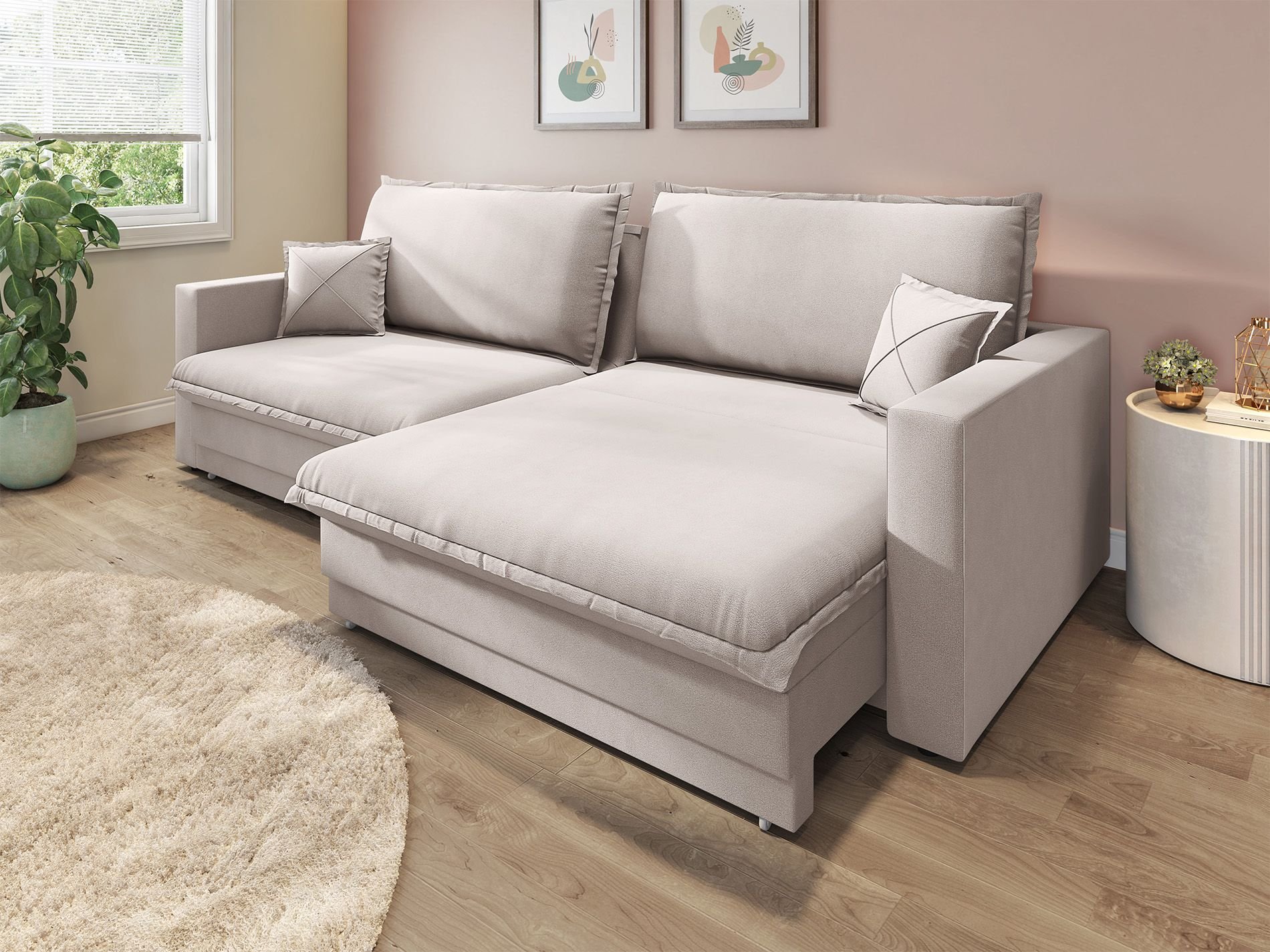 Sofá Tango 2,00M Sem Caixa, Retrátil e Reclinável Velosuede Areia - Netsofás