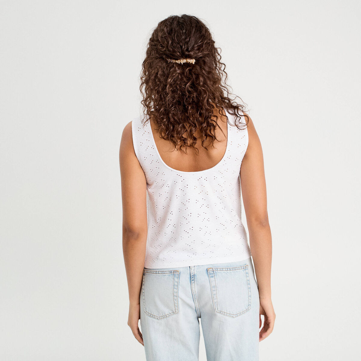 Débardeur cropped noué blanc femme