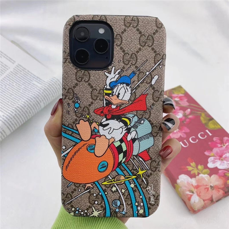 iphone17/17proケース グッチ ドナルド ダック iphone16/16pro ケース 可愛い Disney x Gucci アイフォン15pro カバー お揃い パロディ風 iphone14 携帯ケース gg スプリーム 海外セレブ愛用