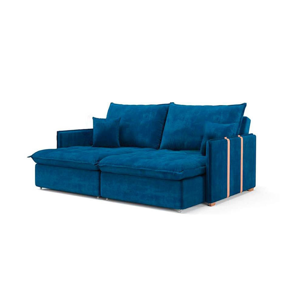 Sofá Retrátil Sem Caixa 3 lugares Solomons Velosuede Azul Marinho 180 cm em Promoção | Ofertas na Americanas