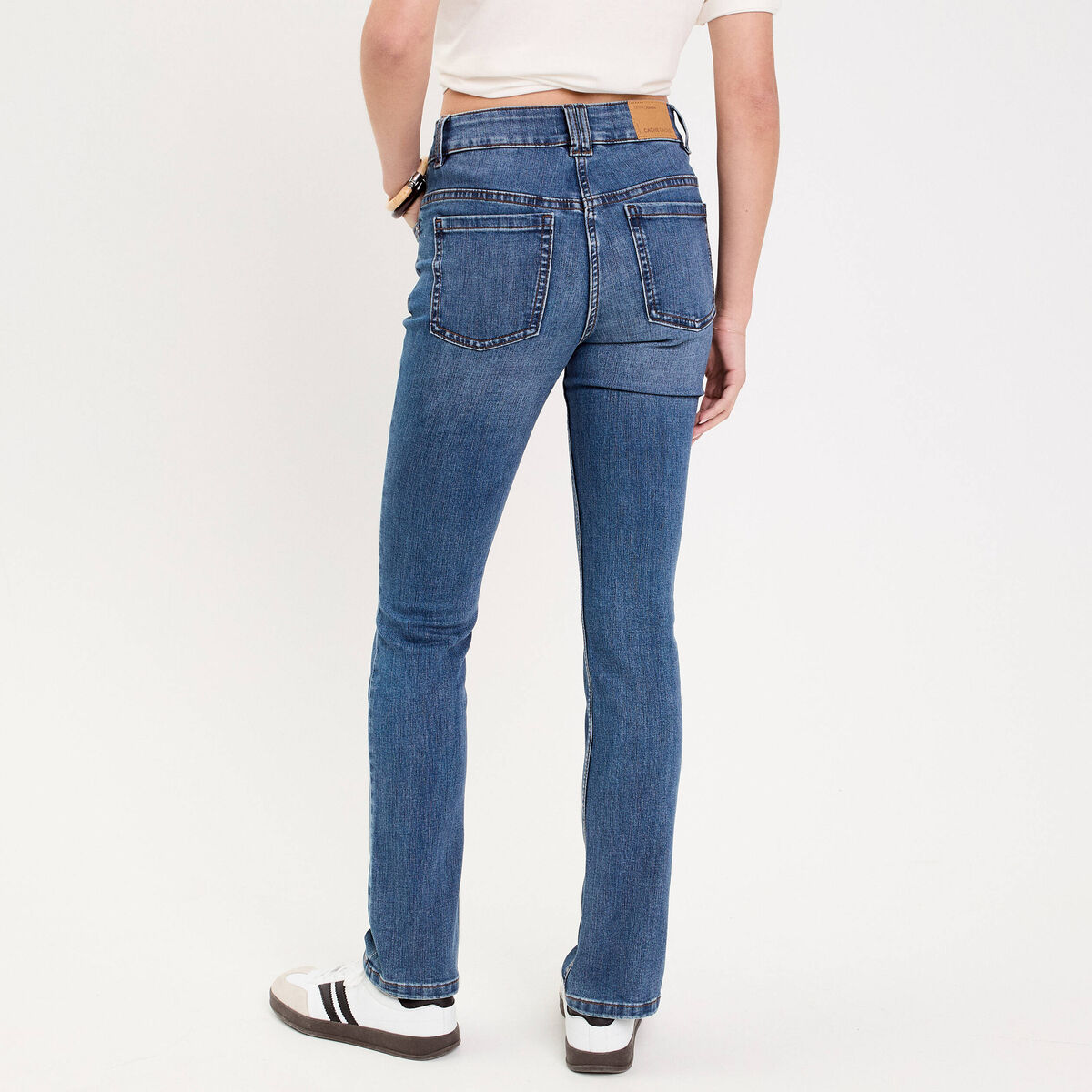 Jean droit regular taille standard denim stone femme