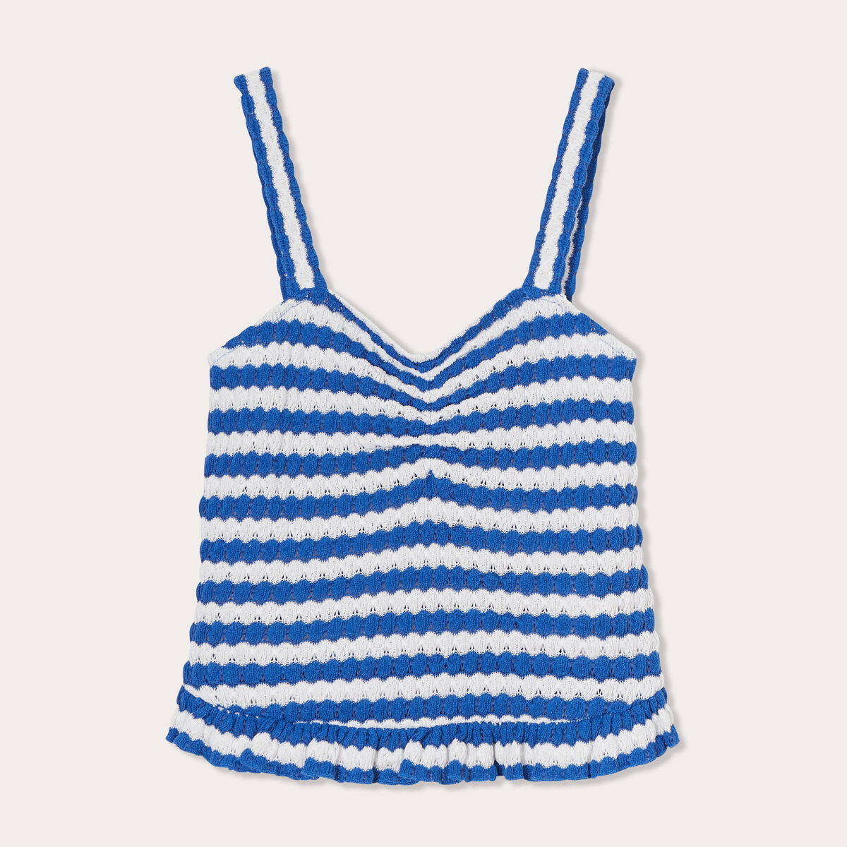 Débardeur tricot cropped blanc femme