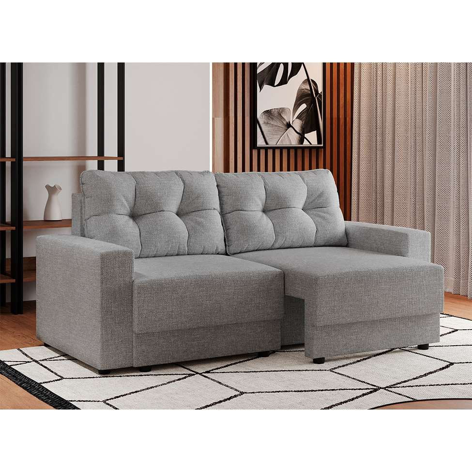 Sofá 3 Lugares Retrátil Lubeck Linho Cinza em Promoção | Ofertas na Americanas