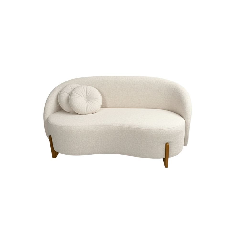 Sofá Orgânico 2 Lugares C/2 Almofadas Curvo Sala Recepção Amsterdã Boucle Off White - Montanari's de