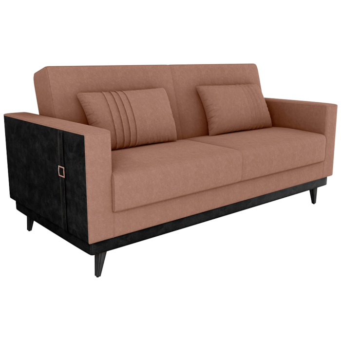 Sofa Cama 2 Lugares 203 Cm Boucle Marrom Corino Preto Milani Store