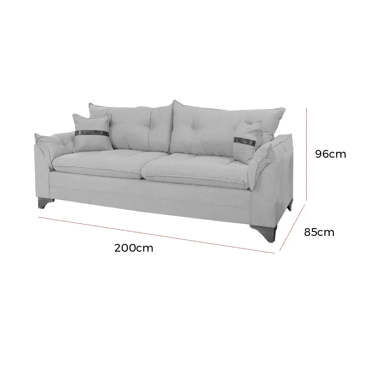 Sofá Creta 3 Lugares Tecido Linho 200cm Boareto Cor Cinza