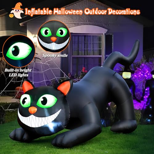 8 FT Halloween Inflatable Spider Outdoor Decorations for Yard, Giant Crawling Spider with LED Rotating Flame, Large Creepy Spider Props for Halloween Party Garden Lawn Patio Outside House Window Decor