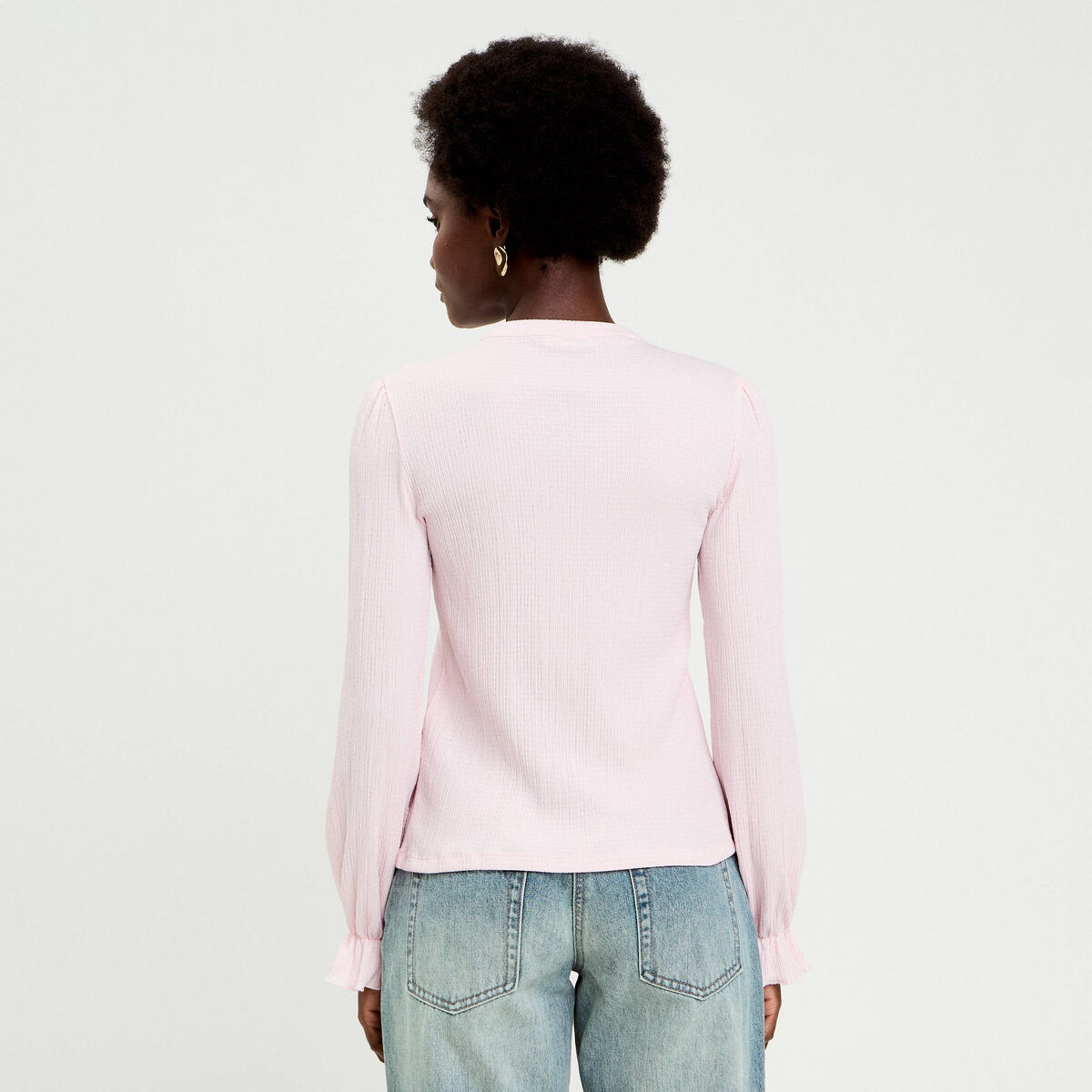 Blouse manches longues rose clair femme