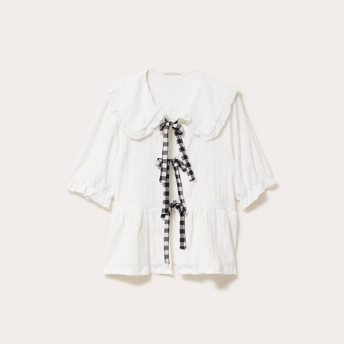 Blouse ajustée manches courtes ecru femme