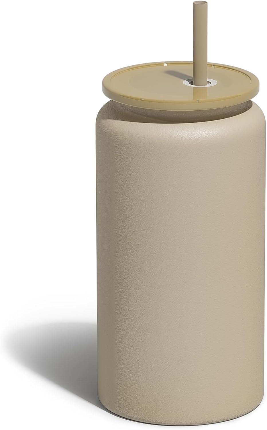 Glass Cups With Lids and Straws  16oz Stainless Steel Beer and Iced Coffee Cup  Smoothie Drinking Cup  Brown (Textured Matte Finish  Not Sublimatable)