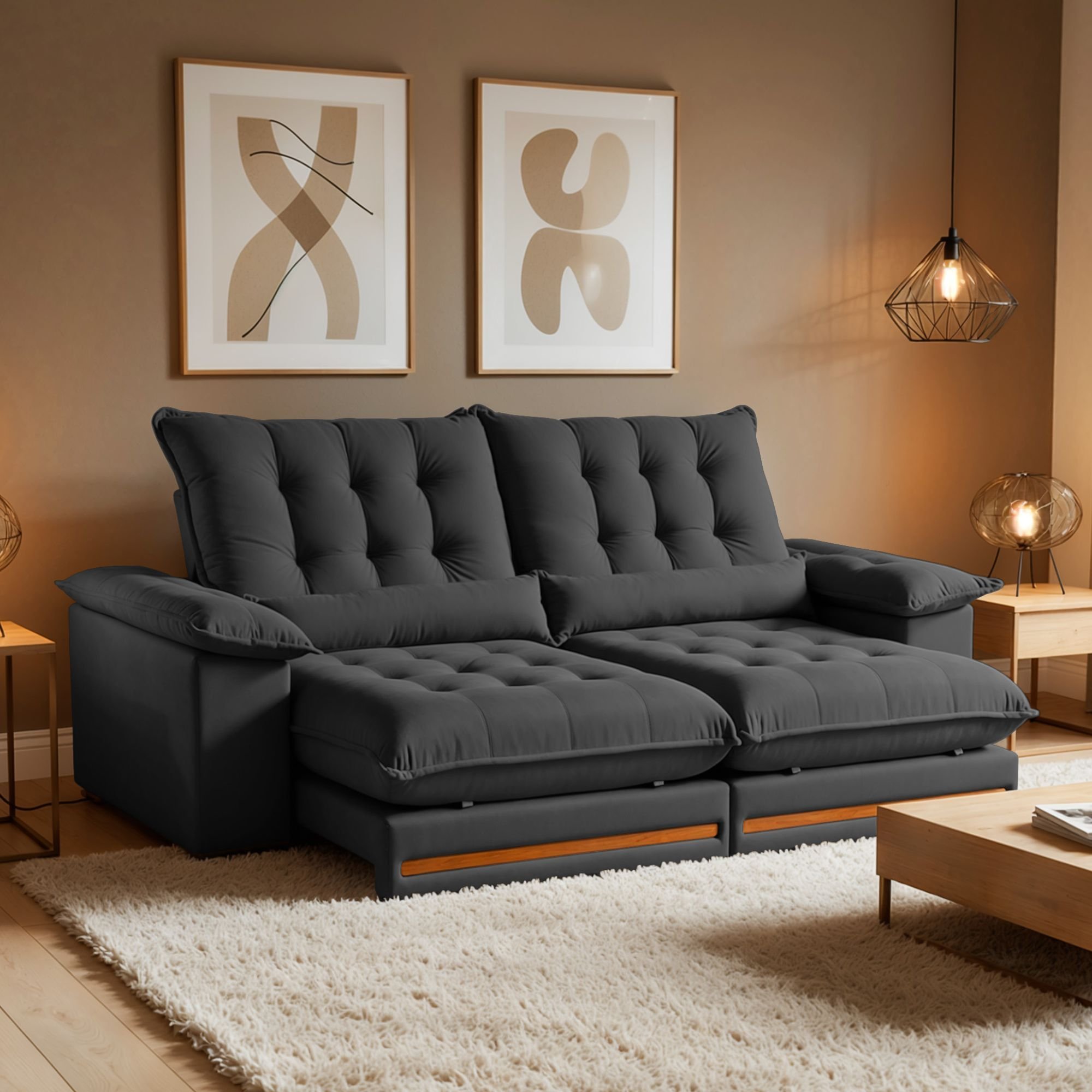 Sofá Retrátil e Reclinável Molas Ensacadas 4 Lugares 290cm Istambul