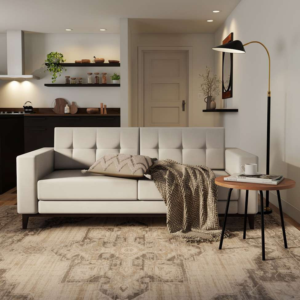 Sofá 3 Lugares Joy Pés e Base em Madeira Linho Cotton Cru 180 cm em Promoção | Ofertas na Americanas