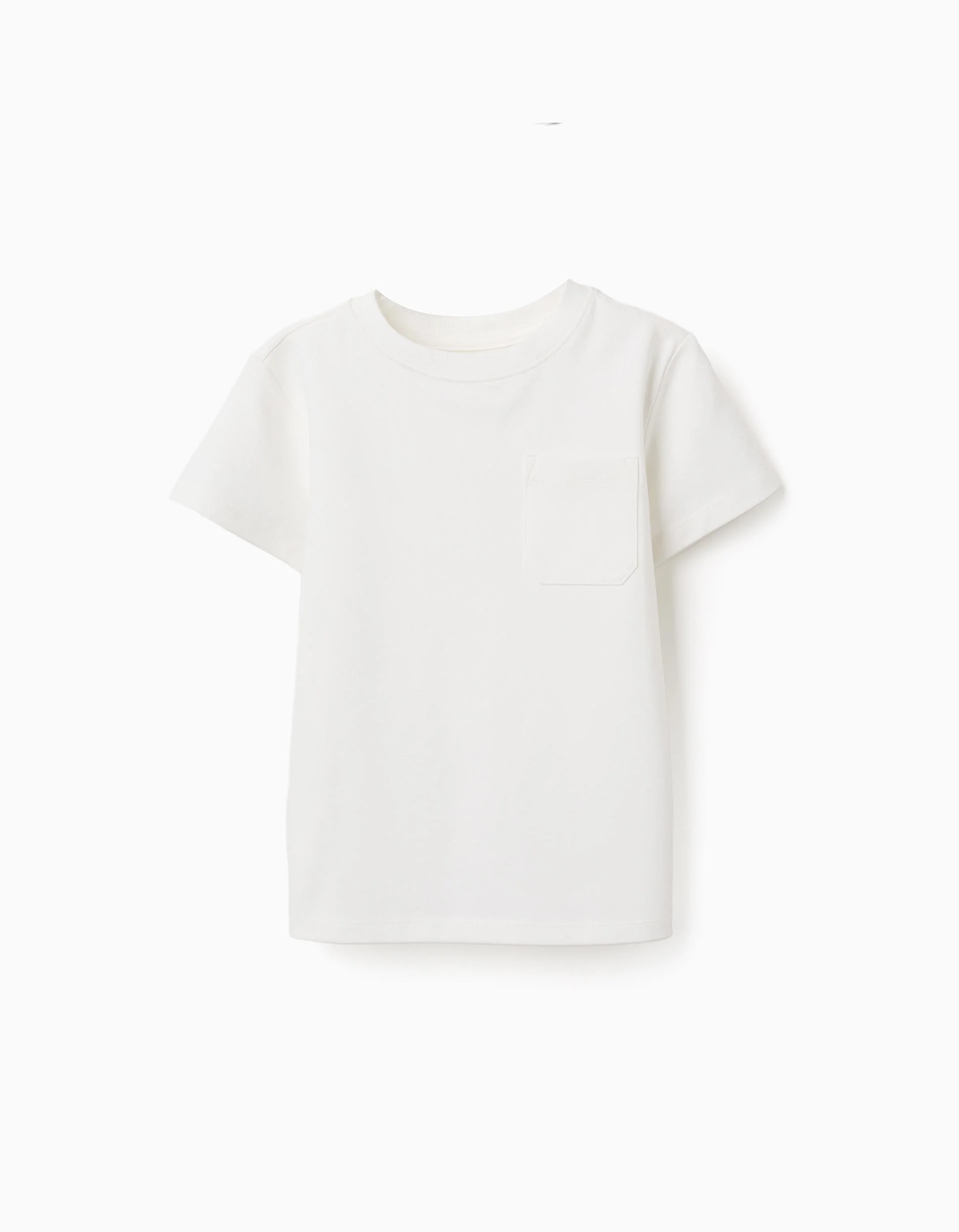 Cotton piqué T-shirt with pocket for boys, white