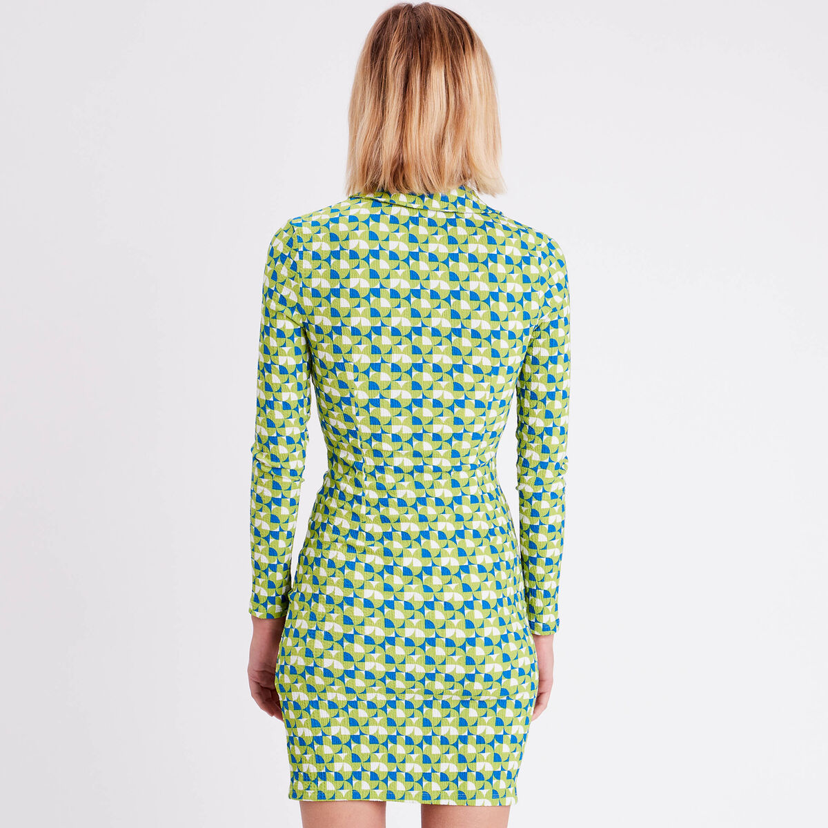 Robe ajustée froncée vert femme