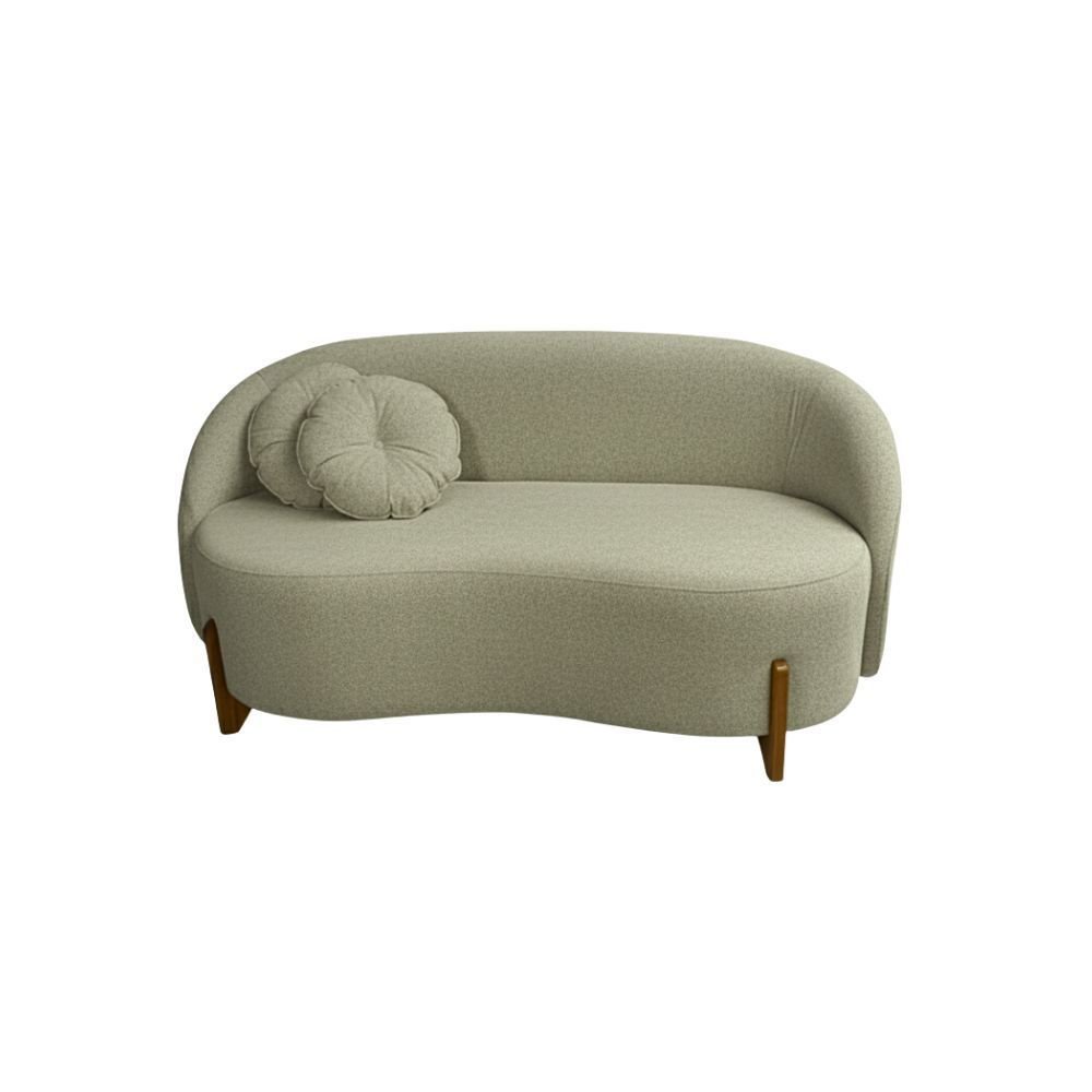 Sofá Orgânico 2 Lugares C/2 Almofadas Curvo Sala Recepção Amsterdã Boucle Verde Oliva - Montanari's