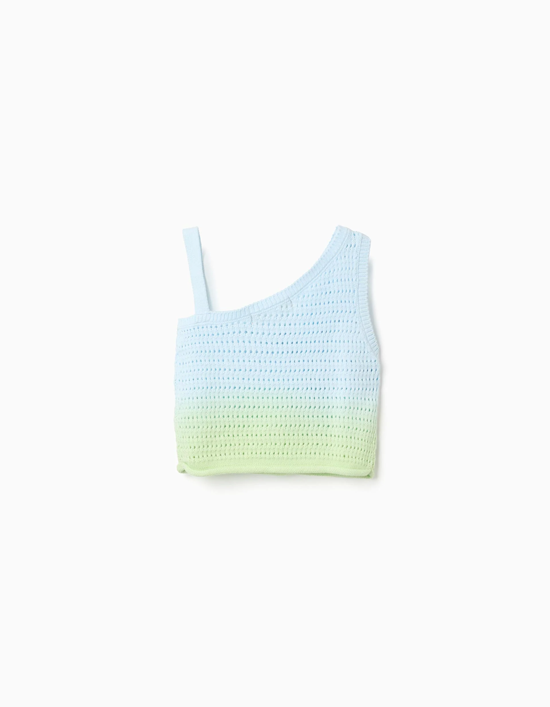 Sleeveless crochet top with gradient effect for girls, blue/green