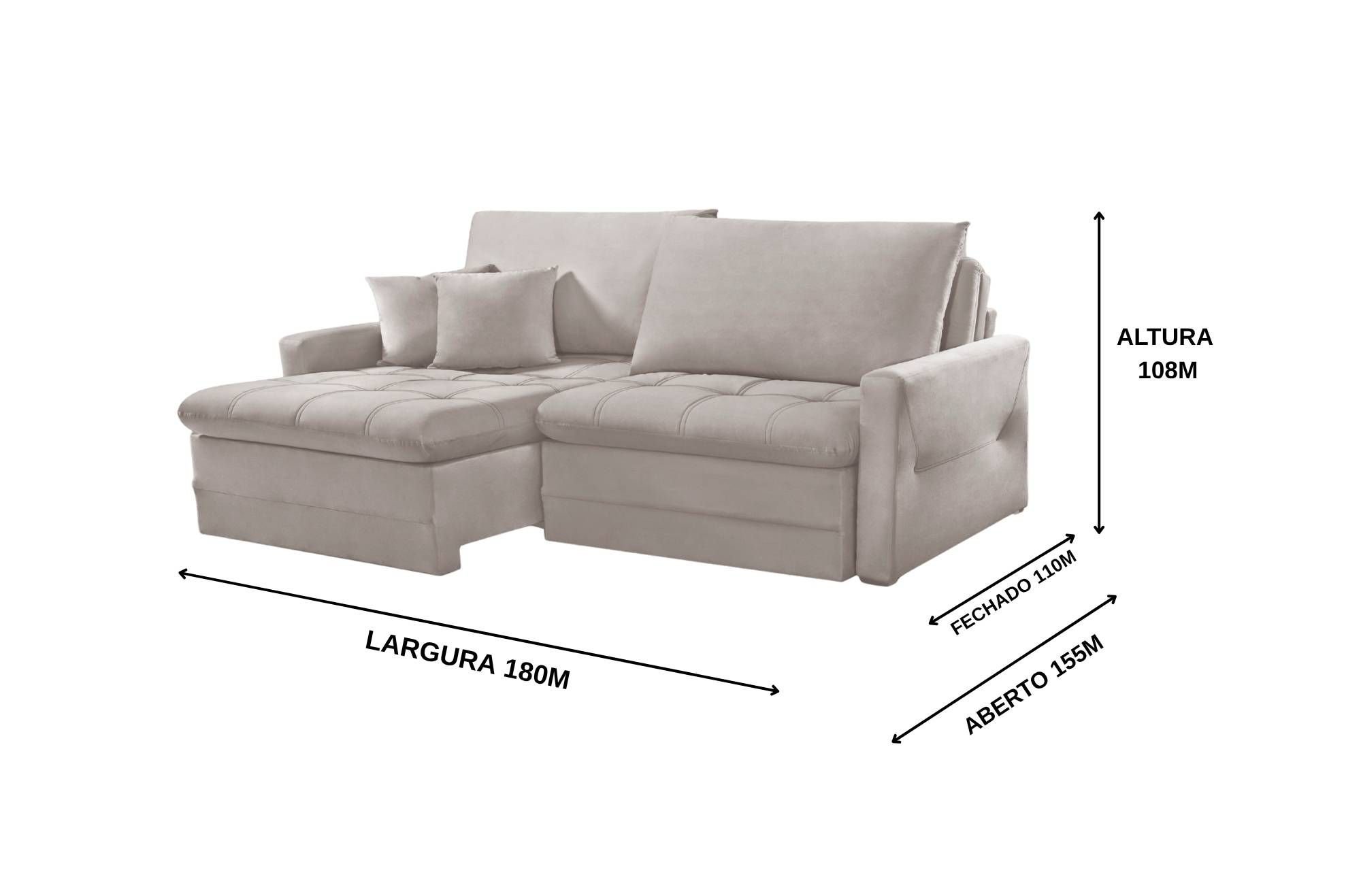 Sofá Cristal Retrátil e Reclinável Caixa Zero 180m Pillow de 15cm - Movenzo Estofados