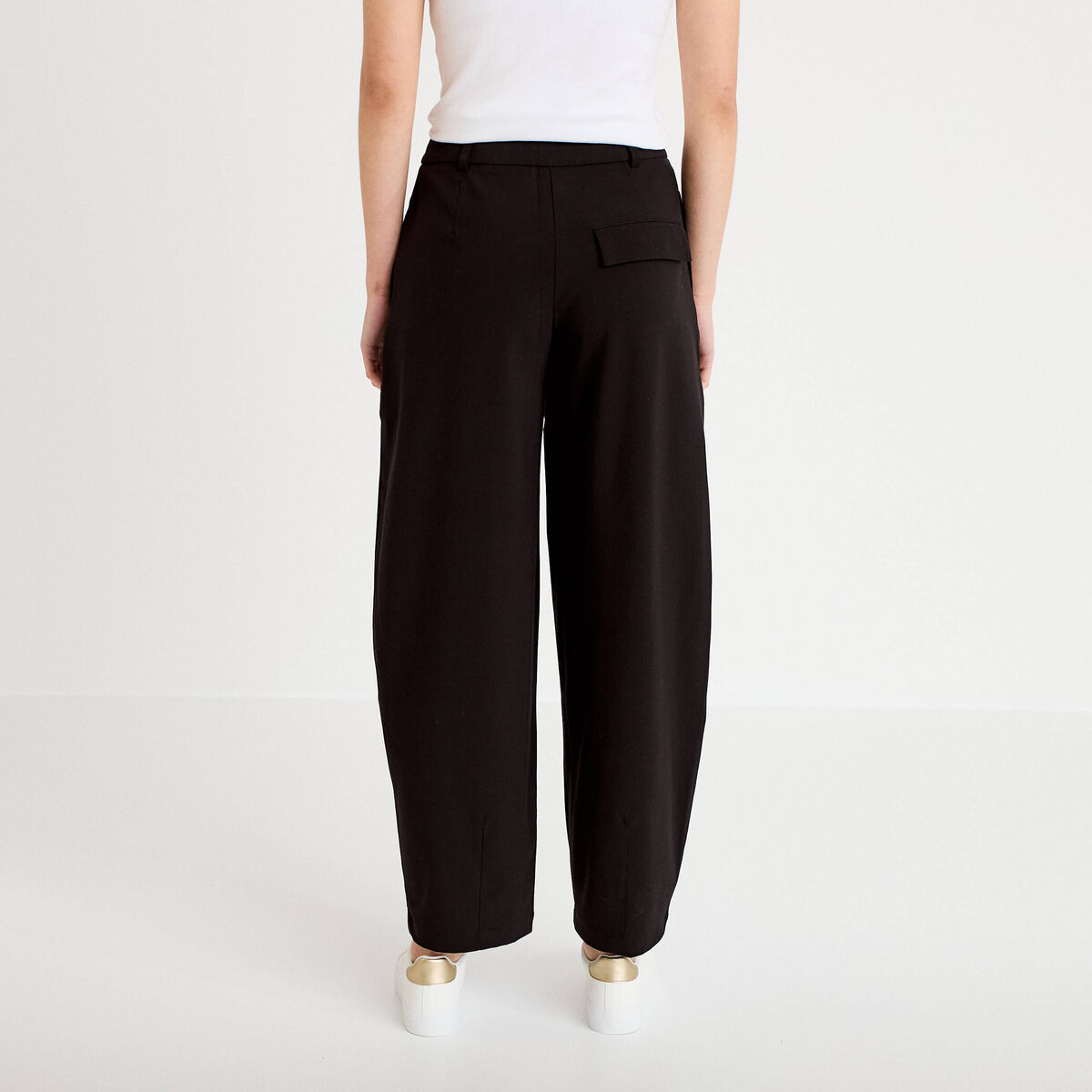Pantalon barrel noir femme