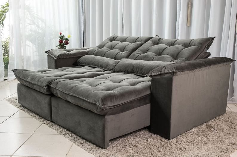 Sofá Retrátil e Reclinável Ipanema 1,50m em Tecido Veludo C/pillow Nos Braços - Montagem Inclusa:cin