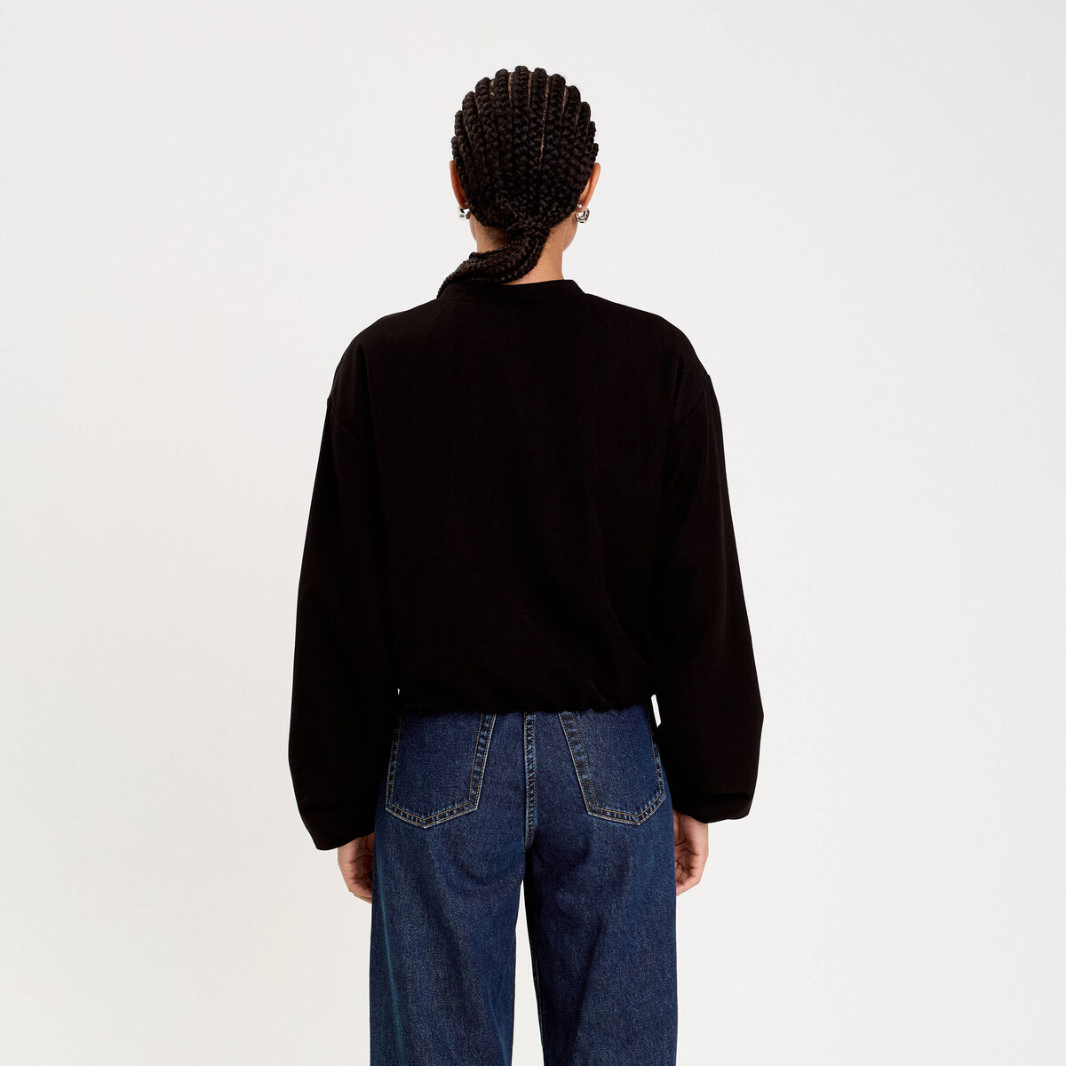 Bomber court bas resserré noir femme