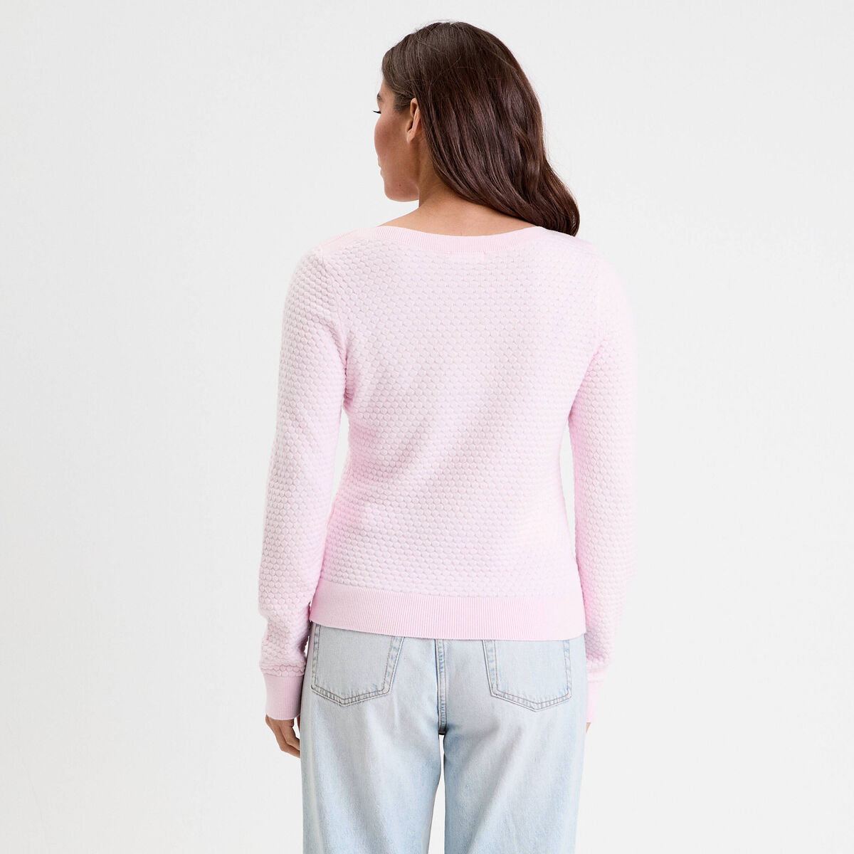 Pull col bateau rose clair femme