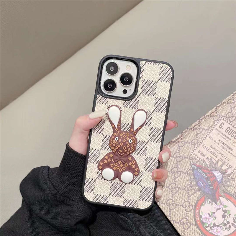 ルイヴィトン iphone17/16proケース ダミエ柄 ウサギ iphone15pro/14 ケース ブランド可愛い iphone13pro max スマホカバー おそろい vuitton アイフォン13/12 面白い 携帯 ケース