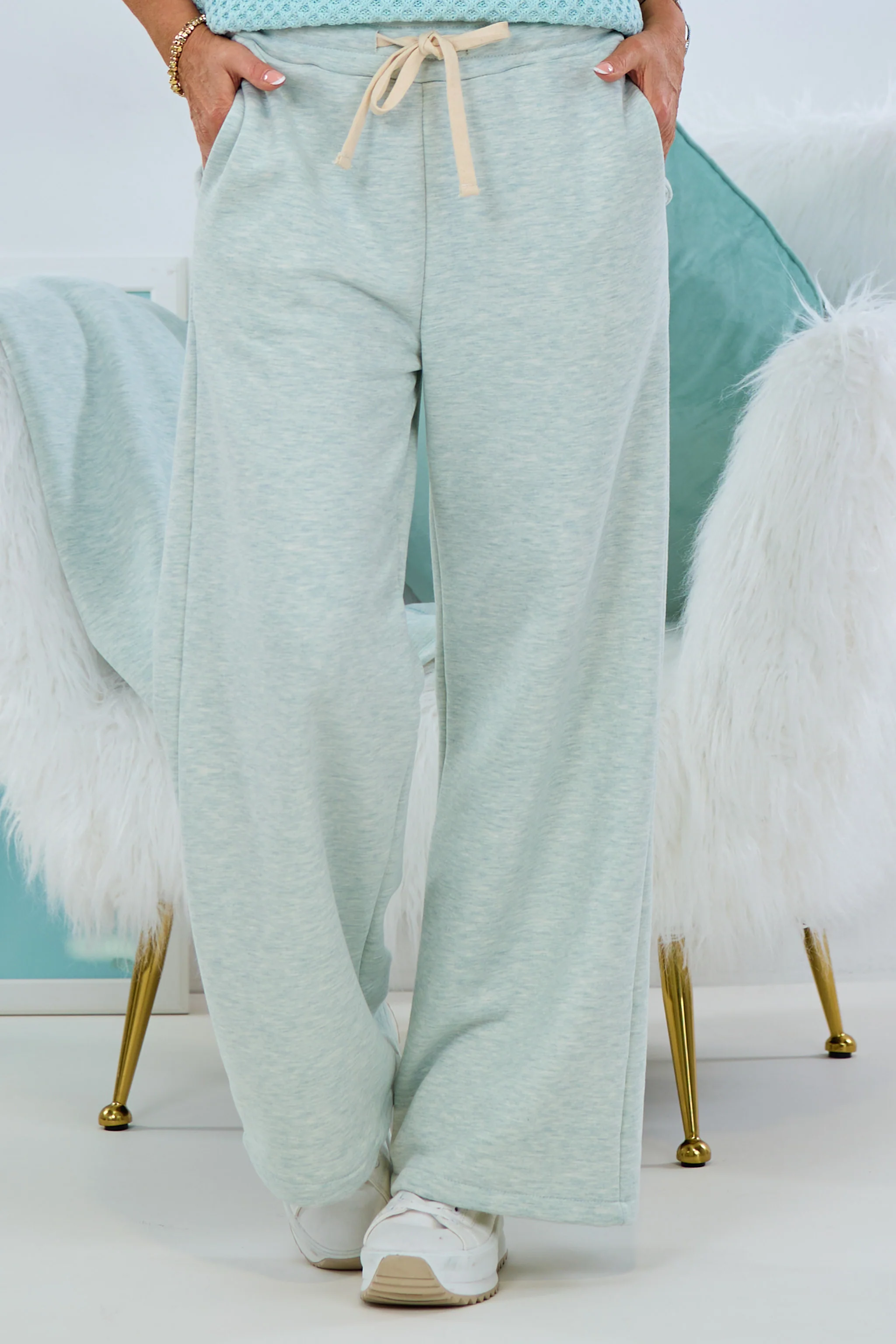 Lässige Freizeithose, mint-meliert