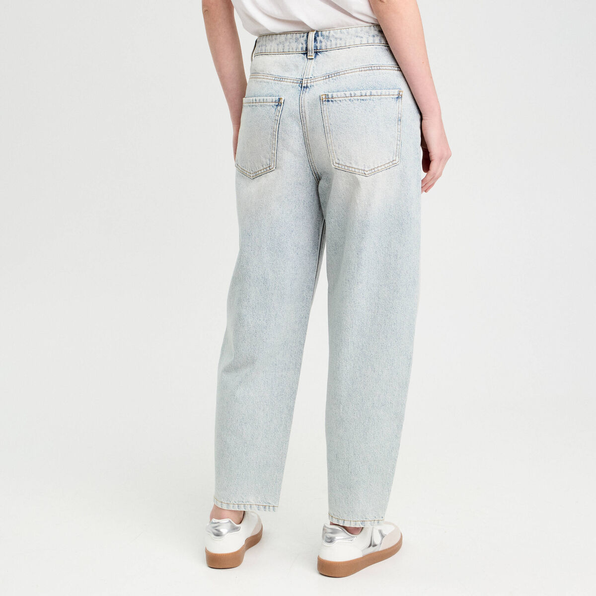 Jeans balloon denim bleach femme