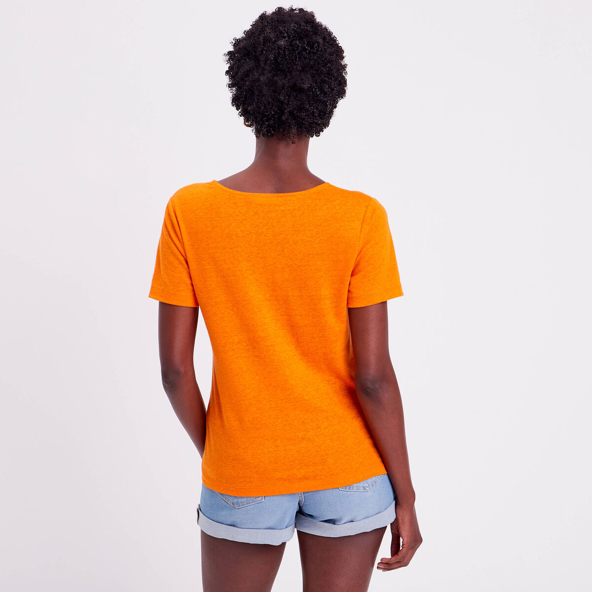 T-shirt avec bandes macramé orange femme