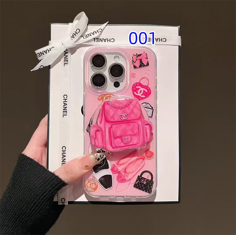 シャネル iphone16/16pro ケース グリップ 付き chanel スマホケース ピンク iphone15/15pro max ケース 人気 女子 iphone14/13 ケース ブランド 可愛い スマホケース デコ
