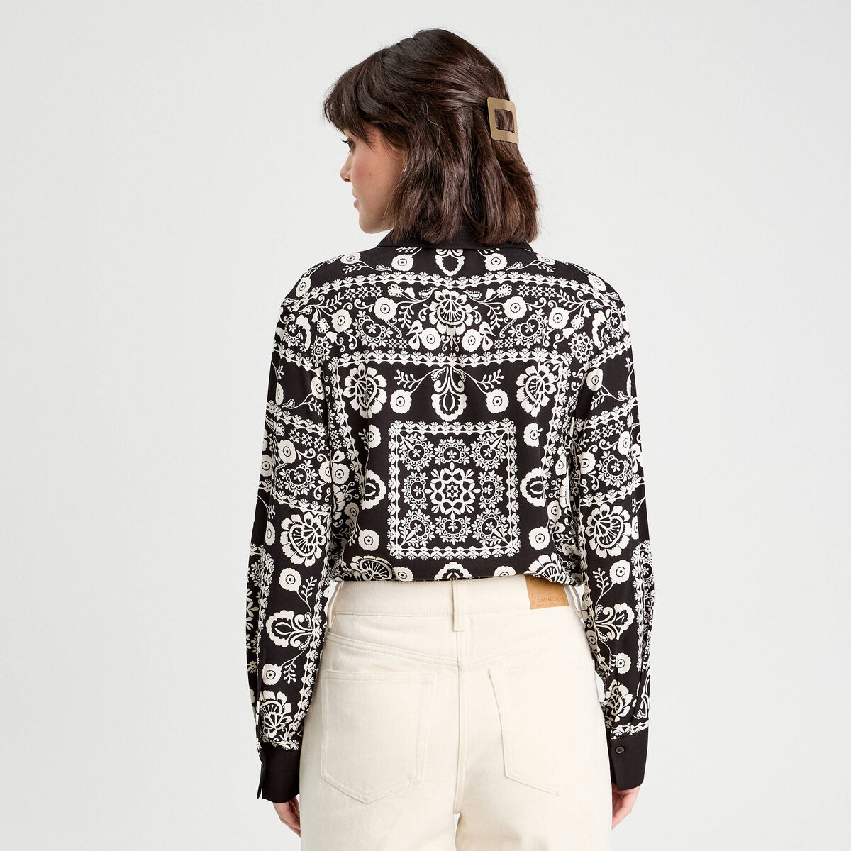 Chemise manches longues noir femme