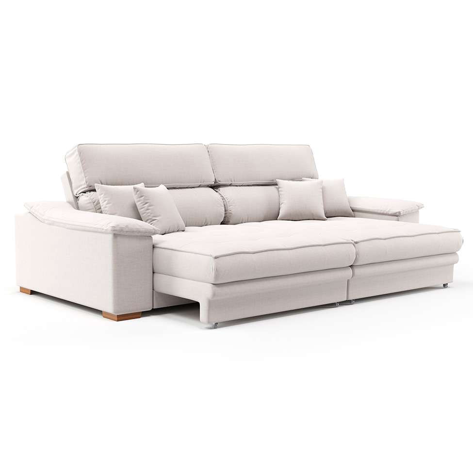 Sofá 3 Lugares Retrátil e Reclinável Lupin Linho Cru em Promoção | Ofertas na Americanas