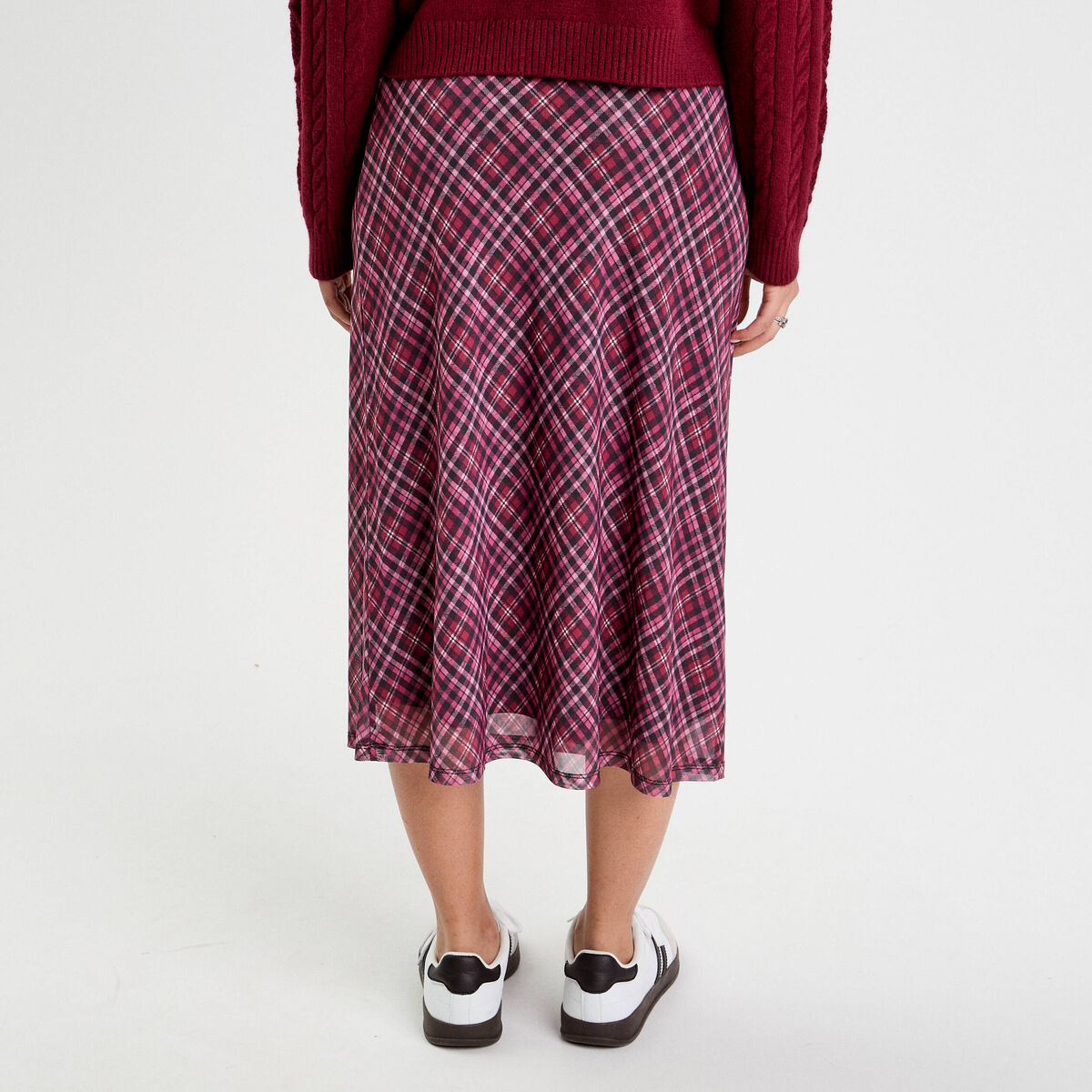 Jupe longue évasée rouge cerise femme