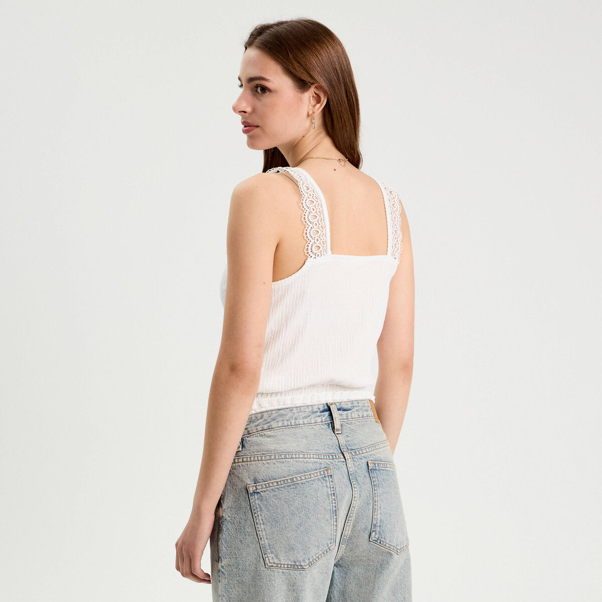 Débardeur sans manches ecru femme