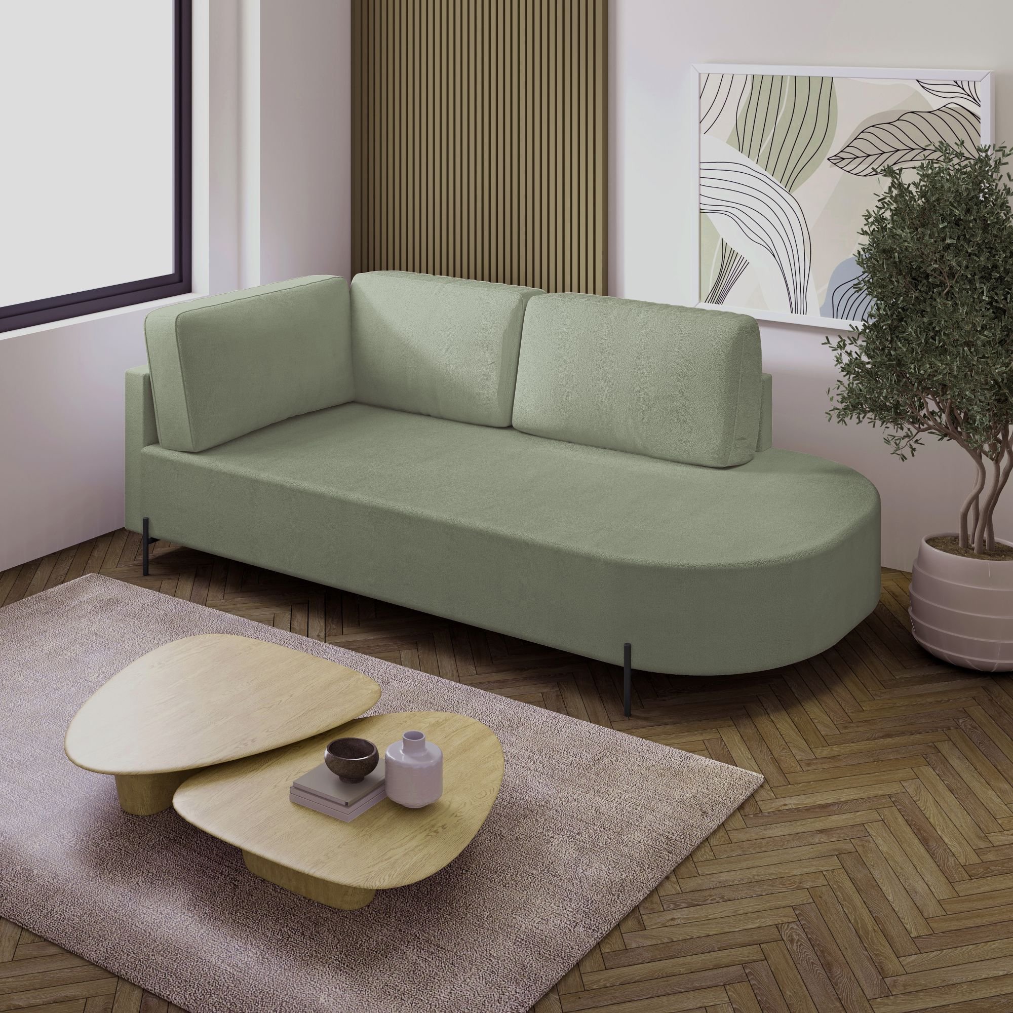 Sofá Living Orgânico 2 Lugares 165cm Norten