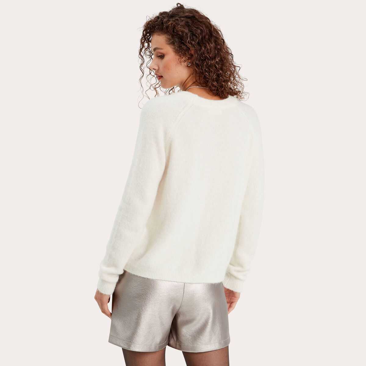 Pull manches longues ecru femme