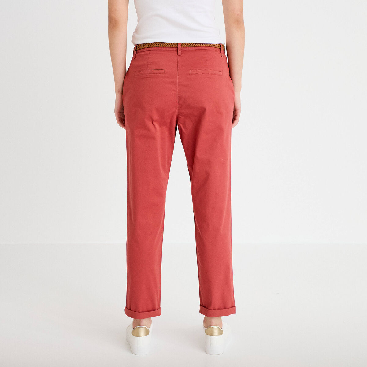 Pantalon chino 7/8ème vieux rose femme