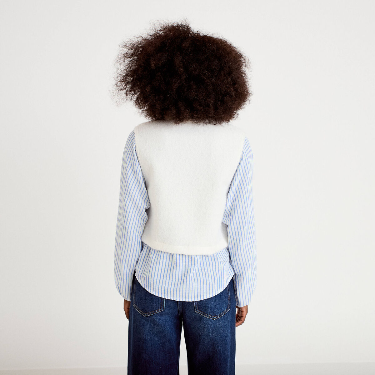 Pull chemise 2-en-1 ecru femme