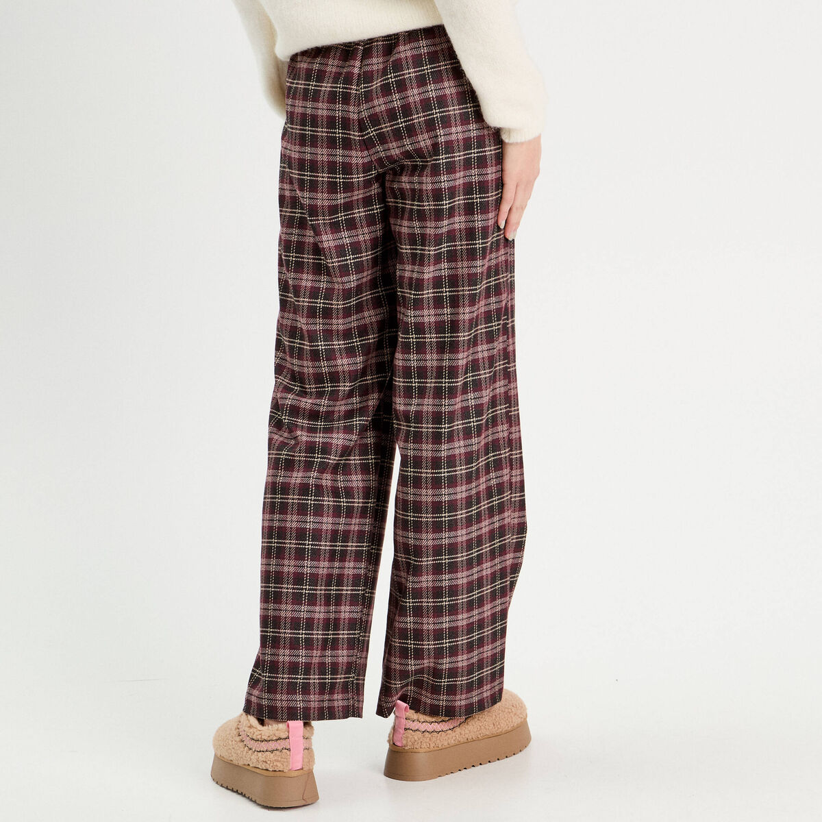 Pantalon large bordeaux femme