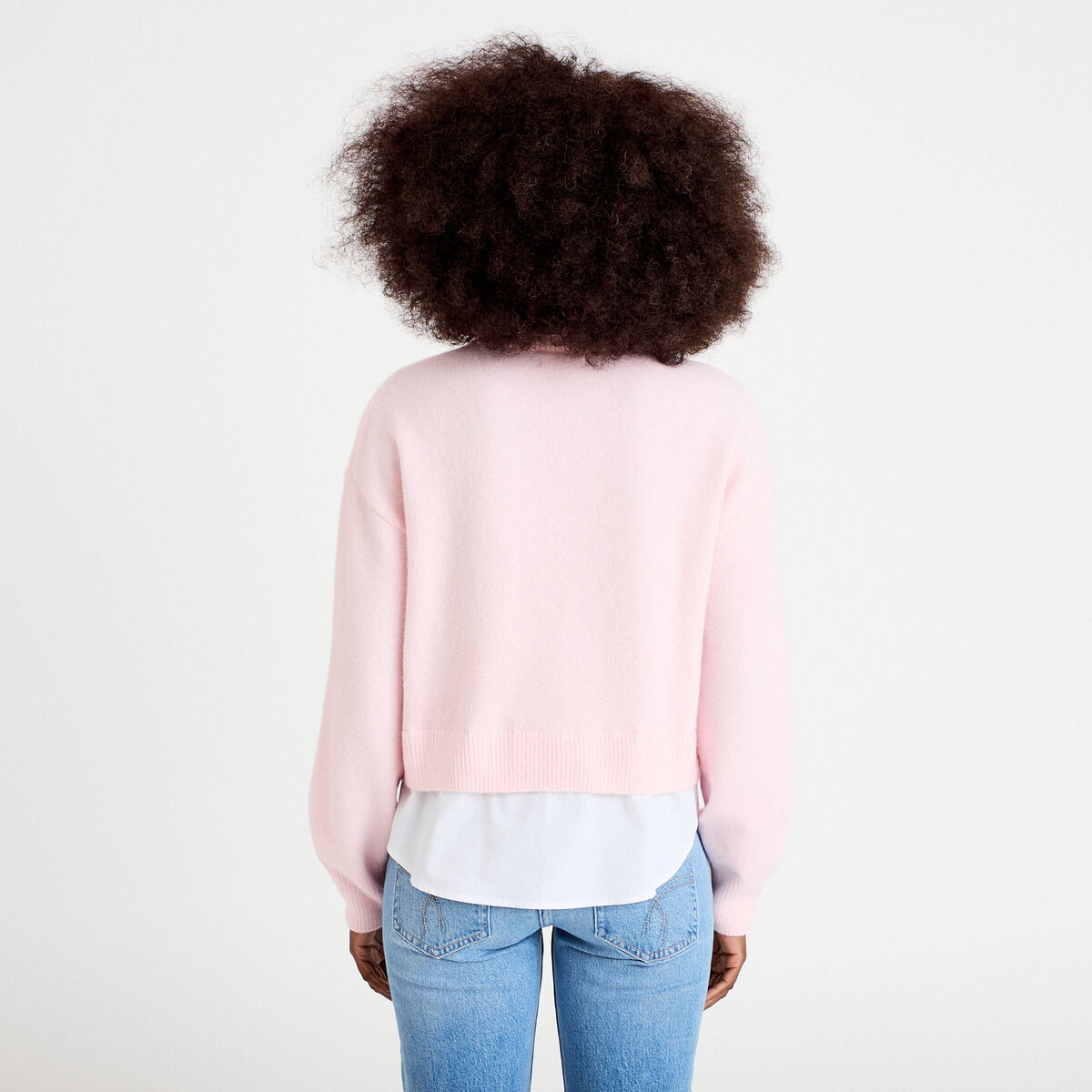 Pull chemise 2-en-1 rose clair femme