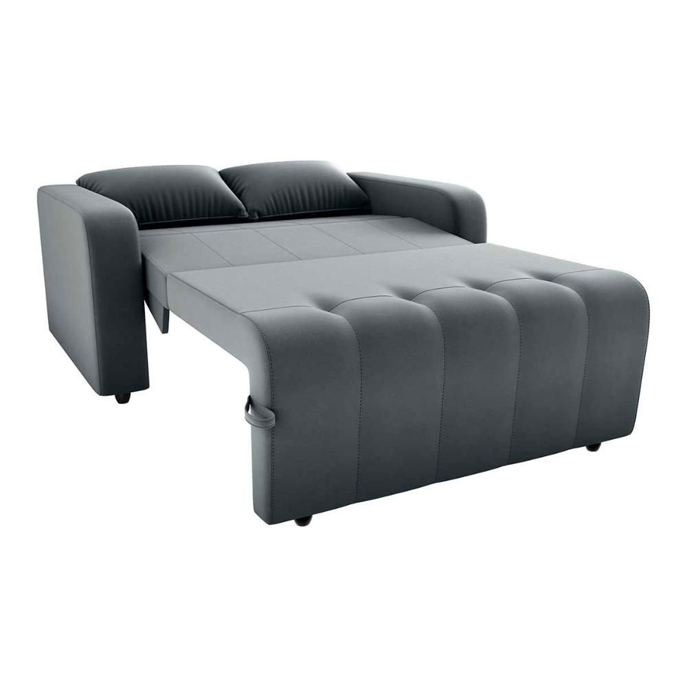 Sofá Cama Compacto 2 Lugares 1,38 Larg Amora New Matrix Cor:veludo Cinza