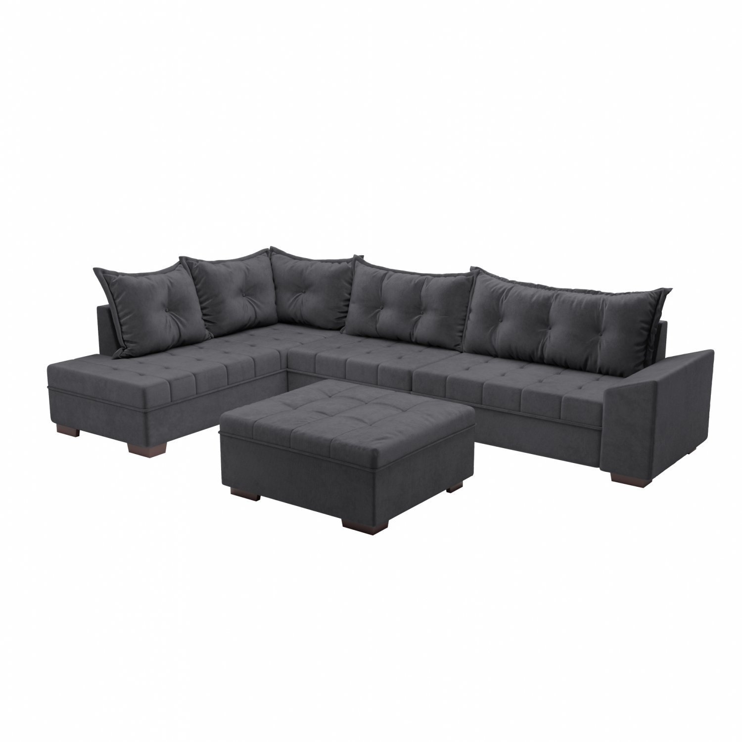 Sofá de Canto 9 Lugares com Puff Itapema