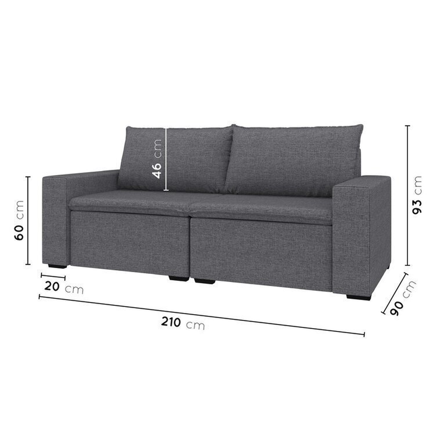 Sofá Modular 2 Lugares com Braços Laterais Zen CabeCasa MadeiraOriginals