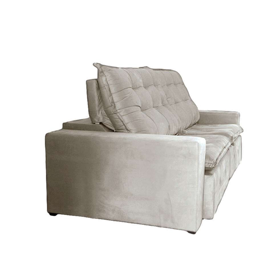 Sofá 4 Lugares Retrátil e Reclinável França Suede Bege em Promoção | Ofertas na Americanas