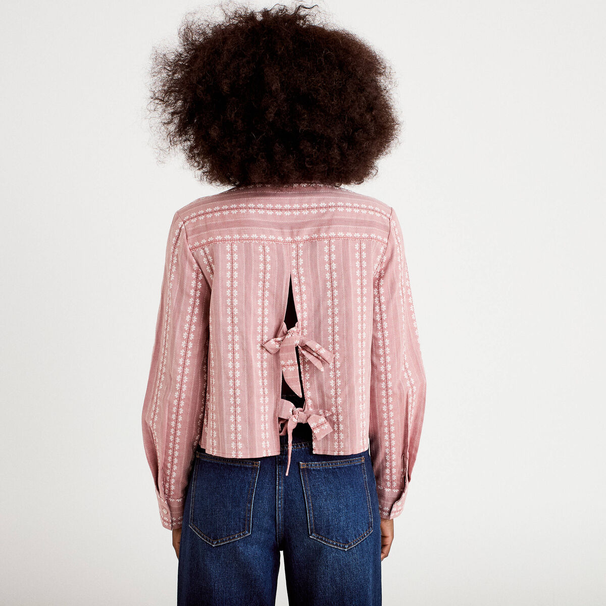 Chemise droite cropped col classique terracotta femme