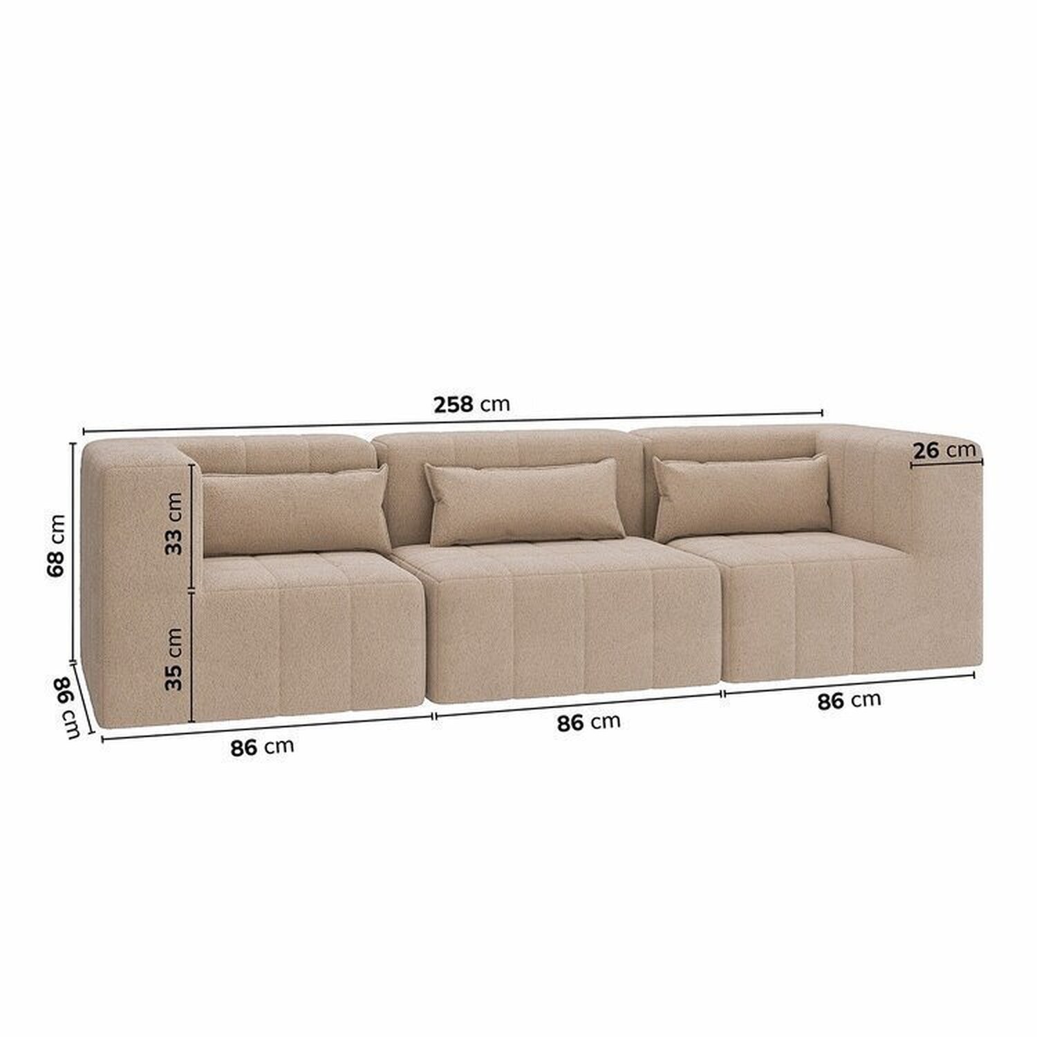 Sofá Modular 3 Lugares EasyBox CabeCasa MadeiraOriginals