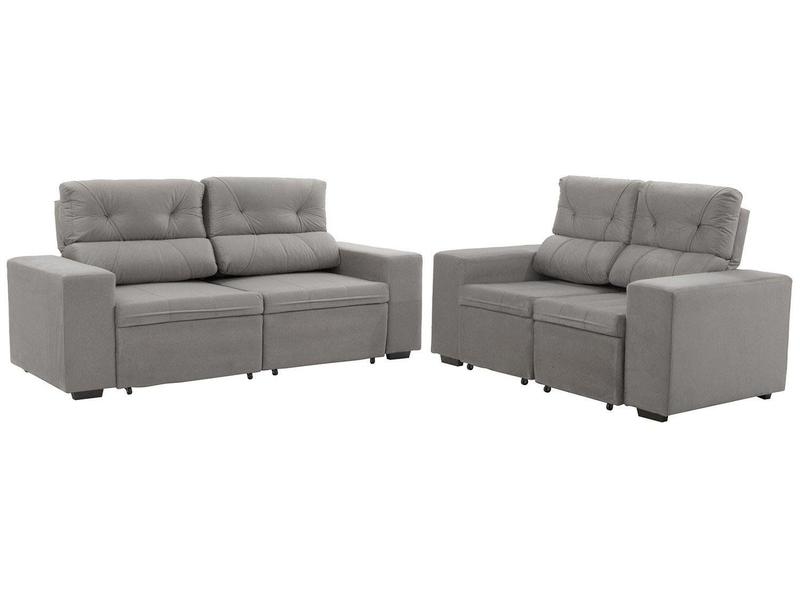 Conjunto de Sofás 2 e 3 Lugares Retrátil e