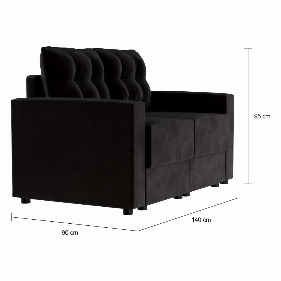 Sofá 2 Lugares Retrátil Bamberg Suede Preto 140 cm em Promoção | Ofertas na Americanas