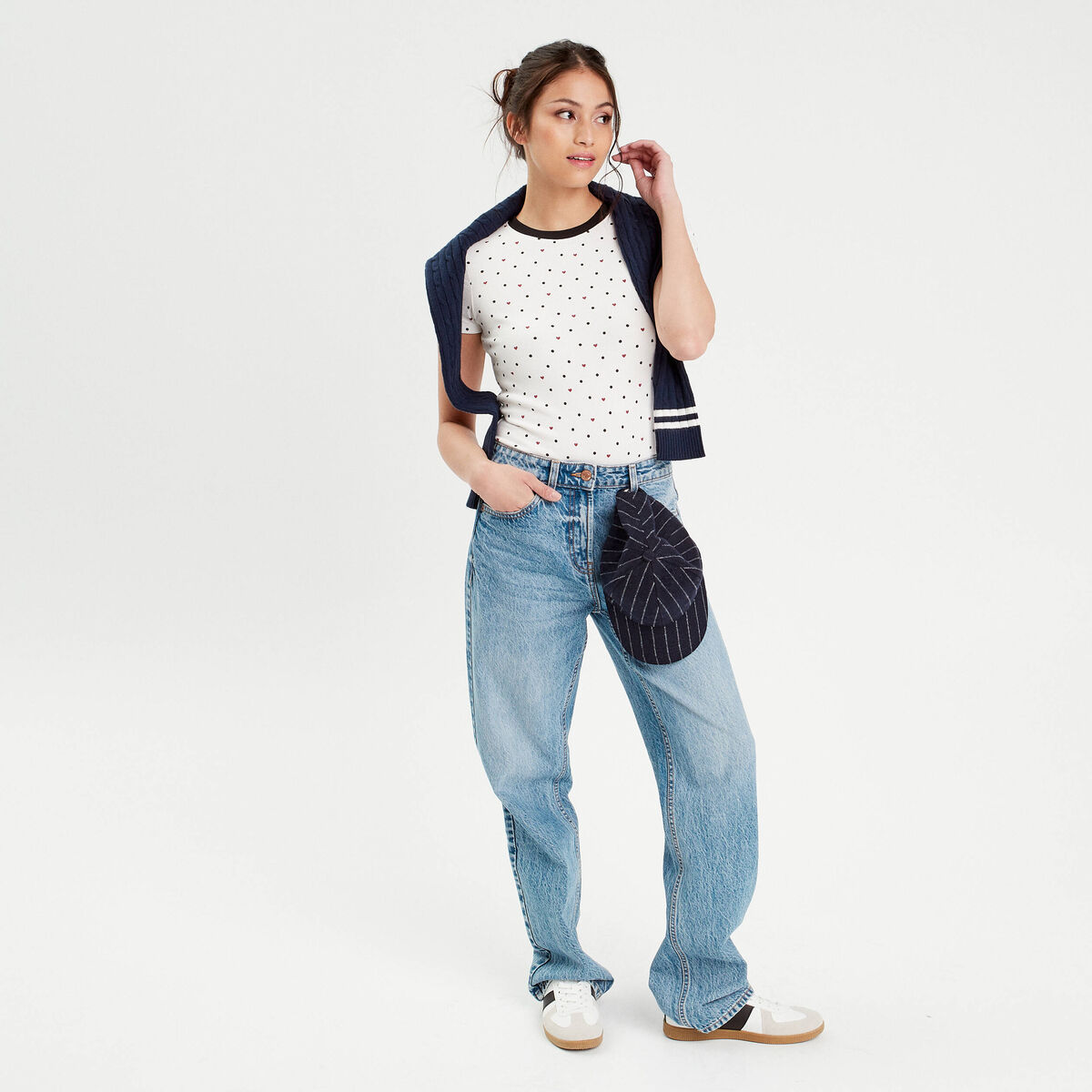 T-shirt ajusté manches courtes blanc femme