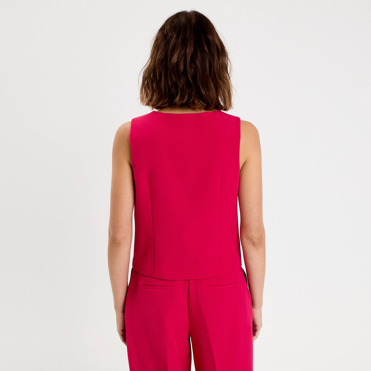 Gilet sans manches boutons coeur rouge clair femme